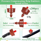 200Pcs 4 GPH Pressure Compensating Drippers,4 GPH Drip Emitters - Image 2