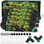 Flat Soaker Hose 15FT x 4 Pack, Soaker Hose Kit with 2 Splitters and 10 Staples, 1/2 in Drip Irrigation Hose, Linkable Garden Soaker Hose for Raised Beds, Vegetables (15ft 4-pack) by Sunifier