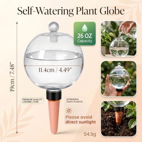 6 Pack 26 oz Extra Large Plant Self Watering Globes to 3 Weeks Watering - Image 2
