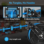 Retractable Air Hose Reel Dual Arms, 50 ft x 3/8 in Hybrid Air Hose Max 300PSI, Heavy Duty Air Compressor Hose Reel, Auto Rewind, Ceiling/Wall Mount for Garage, Workshop, Home Studio - Image 5