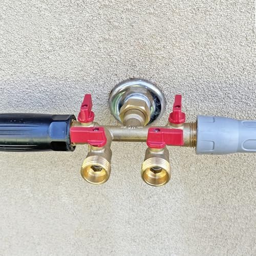 HQMPC Hose Splitter – Heavy-Duty Brass Garden Faucet Connector Garden Hose Splitter 4 Way 3/4" GHT Thread Red Handle - Image 5
