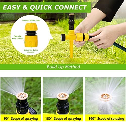 360° Rotation Auto Irrigation System Garden Lawn Sprinkler Patio, Sprinkler System Kit for Lawns, Adjustable Garden Yard Lawn WaterSprinkler with 65FT Hose and 7 Quick Connectors (4PCS Set) - Image 3