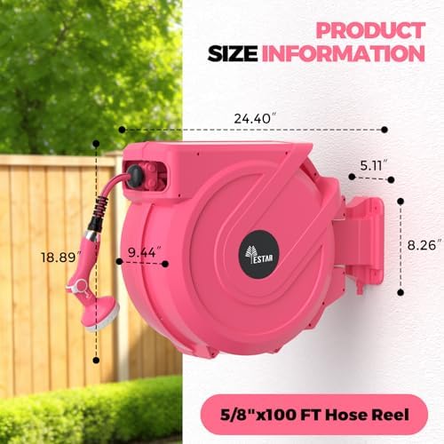 Retractable Garden Hose Reel 5/8 in x100 ft， Wall Mounted Hose Reel - Image 5