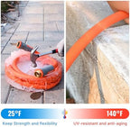 YAMATIC Heavy Duty Garden Hose 5/8 in x 100 ft with 10 Adjustable Spray Garden Hose Nozzle - Image 7