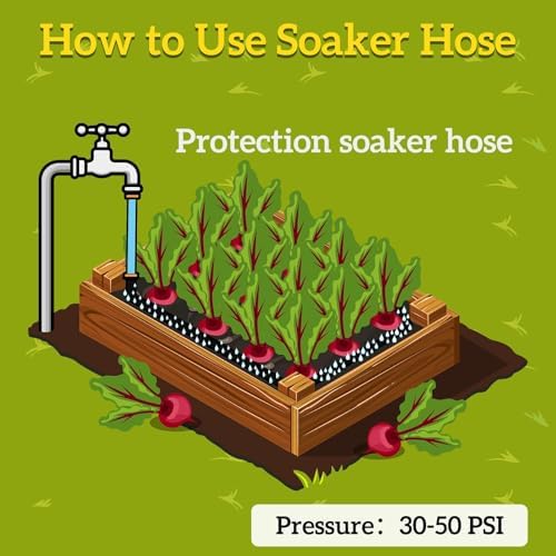 LINEX Flat Soaker Hose 100 ft for Garden Beds, 1/2'' x 50 ft 2 Pack Drip Irrigation Hoses Save Water 80% Heavy Duty for Vegetable - Image 5