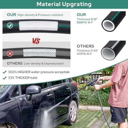 HOMEIDEAS 75 ft Rubber Garden Hose with Nozzle - Newly Leak-proof & Kink-free Design | Freely Rotational Spherical Ball Joint, Anticorrosive 3/4" Brass Fittings - Perfect for Outdoor Watering - Image 4
