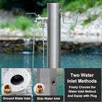 Outdoor Stainless Steel Standing Water Column, Freestanding Garden Hose Holder with Faucet for Garden Irrigation and Washing(50x21cm/20x8in) - Image 5