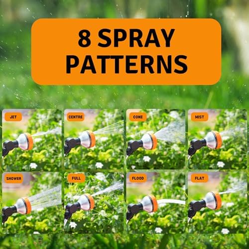 Heavy Duty Metal Watering Wand - 18" Garden Hose Wand with Swivel Ratchet Head, 8 Spray Patterns, Thumb Flow Control, Garden Hose Nozzle Sprayer For Watering Hanging Baskets, Shrubs, Garden - Image 4