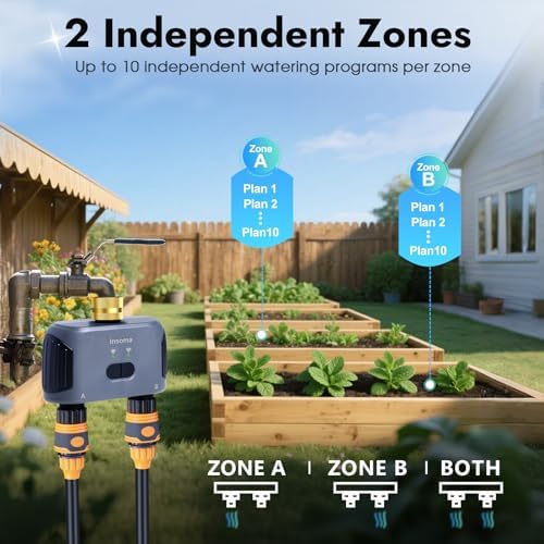 WiFi Water Timer for Garden Hose with Brass Inlet,Smart Hose Timer with WiFi Hub, APP & Voice Control,Up to 20 Watering Plans, 2-Zone Sprinkler Drip Irrigation System Controller for Yard Lawn Watering - Image 6