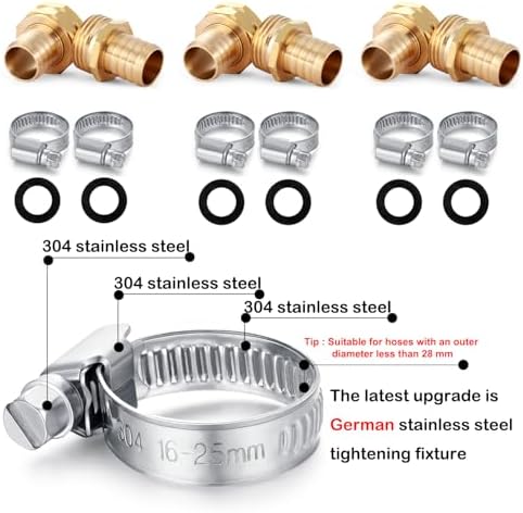 Garden Solid brass Hose Repair Connector with Clamps,Fit for Garden Hose Fitting,Male and Female Hose Fittings 10 Set (3/4"-10 Set) - Image 2