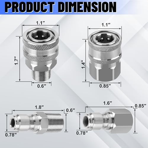 8Pcs 3/8" Stainless Steel Quick Connect Female Pressure Washer - Image 5