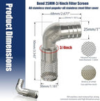 304 Stainless Steel Garden Hose Strainer, 90 Degree Elbow Inlet Filter Screen, Suitable for Water Pumps, Aquariums and Garden Irrigation, Including Hose Clamps and Sealing Tape (25mm 3/4inch) - Image 2