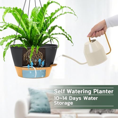 ZMTECH Large 12Inch Self Watering Hanging Planter, Water Window & Chain - Image 4
