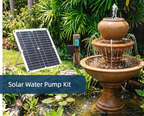 generic 50W Solar Panel 22W Water Fountain Pump Kit with Battery Box & Timer Controller, 12V DC Solar Powered Pond/Fountain/Submersible Pump for Garden, Outdoor, Pool - Image 2