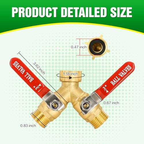 Brass Garden Hose Splitter 2 Way Heavy Duty with Metal Extended Handle - Image 3