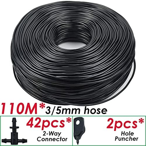 Garden 3/5mm PVC Hose Micro Drip Irrigation System, with 2-Way Connector 1/8'' Tubing Pipe Arrow Dripper Greenhouse(110M) - Image 2