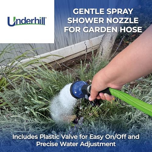 Underhill RainPro™ Gentle Spray Nozzle w/valve - Professional Soft Rain Shower Hose Nozzle with 3 Pattern Options – Unbreakable commercial quality for Gardens, Nurseries & Greenhouses - Image 2