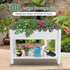 Vixzen 33.7" Tall Raised Garden Bed Outdoor with Wheels & Shelf, Divisible Resin Planter Box with Drainage Gauge, Planter Bed Box for Vegetables/Herbs, Backyard, Patio, Balcony, Ashen (33.7" H) - Image 5