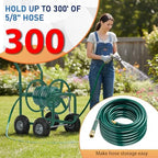 FDW Garden Hose Reel Cart, Water Hose Cart with 4 Wheels, Hold Up to 300 ft of 5/8’’ Hose，Heavy Duty Powder-Coated Steel Planting with Storage Basket, for Garden, Yard and Lawn - Image 5