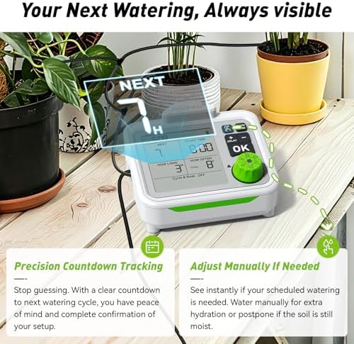RAINPOINT Large Display Automatic Plant Waterer Indoor for Pot Plant,Cycle & Soak Mode Vacation Self Watering Drip Irrigation System Device Kit Herb Garden Greenhouse Grow Tent Water 10-15 Plants - Image 3
