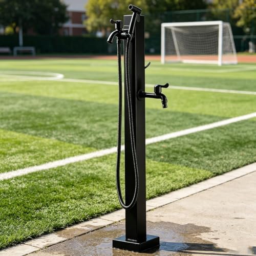 Outdoor Garden Water Column with Faucet & Spray Gun Hose Stand Stainless Steel Floor Mounted Hydrant Water Tap for Patio Backyard Car Wash Pet Bathing(Style 2,Height: 95cm/37.4in) by Gaommini
