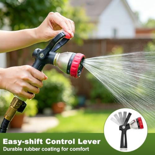 FANHAO Fireman Style Garden Hose Nozzle Heavy Duty Metal, 8 Spray Patterns - Image 3