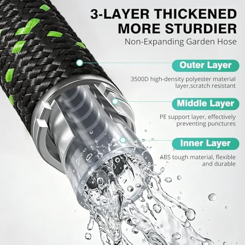 Lightweight Garden Hose, 50ft Non Expandable Water Hose with Nozzle - Image 2