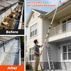 24FT Reach Gutter Cleaning Tool with 8-15FT Telescopic Pole, 360° Rotatable Duckbill Metal Head Gutter Cleaner with Shut Off Valve, Adjustable Leak-Proof Gutter Washing Tool for Garden Hose - Image 4