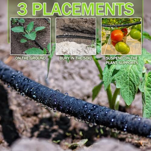 1/4 Inch Soaker Hose Irrigation Hose Drip Hose for Garden Heavy Duty Drip Irrigation Tubing with Hose Connector Set or Watering Planters Flower Vegetable Lawn Yard Landscaping, Black (200 ft) - Image 4