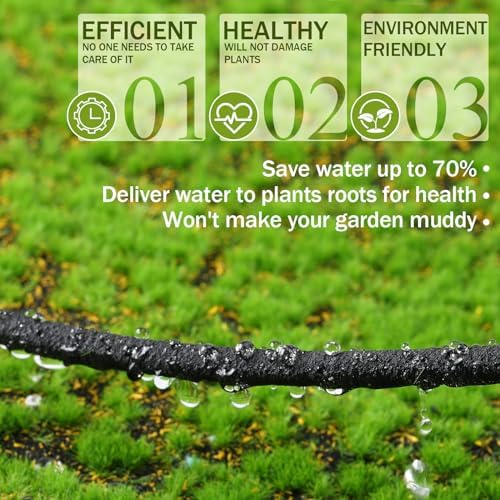 1/4 Inch Soaker Hose Irrigation Hose Drip Hose for Garden Heavy Duty Drip Irrigation Tubing with Hose Connector Set or Watering Planters Flower Vegetable Lawn Yard Landscaping, Black (200 ft) - Image 5