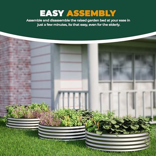 Utopia Home Galvanized Raised Garden Bed Kit 2x2x1 Ft Pack of 2, Planter Box Round Raised Garden Beds Outdoor, Easy Assembly Metal Raised Bed for Gardening Vegetables, Fruits, Flowers, Silver - Image 6