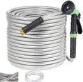 Heavy Duty Stainless Steel Garden Hose – Flexible, Kink-Free, Rust-Proof, Lightweight Metal Water Hose with 10-Function Nozzle, Durable for Yard, Garden, Car Wash, RV, Pet Bathing – 50FT, US by Unknown