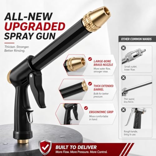 H2 Long Spray Gun + 3 Connectors, H2 Long Spray Gun Power Washer, Multifunctional Car Wash Tool, 360° Adjustable Nozzle, Portable High Pressure Water Sprayer, for Car Washing Patio Irrigation (#c) - Image 6