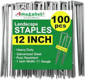AMAGABELI GARDEN & HOME 100 Pack Galvanized Landscape Staples 12 Inch 11 Gauge Garden Staples Garden Stakes Plant Cover Stakes U-Shaped Landscape Stakes Landscape Pins for Weed Barrier Fabric by AMAGABELI+GARDEN+%26+HOME
