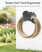 Cast Iron Garden Hose Holder Wall Mount, Rustic Heavy Duty Water Hose Hanger Storage Rack, Decorative Vintage Hose Reel Organizer for Outside Garden Yard Patio, Snail and Floral Design - Image 5
