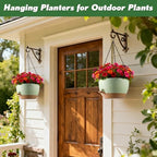 3-Piece Set of 10-Inch Hanging Planters with Automatic Watering System and Drip Tray, Includes Metal Chain, Suitable for Various Indoor and Outdoor Plants and Flowers, Green Brown - Image 5