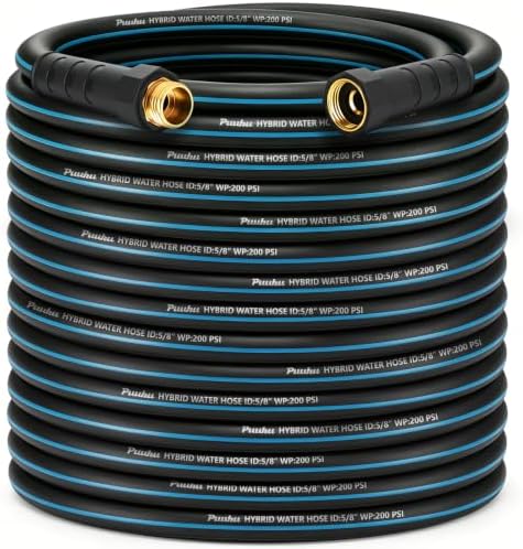 100FT 5/8" Heavy Duty Garden Hose, NON-EXPANDABLE Flexible Water Hose, No Kink by PUUKU
