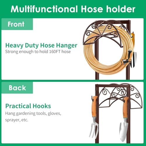 TomCare Garden Hose Holder, Heavy Duty Stand for 160FT Hose with 4 Spikes - Image 3