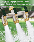 Garden Hose Splitter 3 Way Heavy Duty Brass Nickel Plated Hose Splitter with Large Handle, Full Flow Water Hose Spigot Splitter with Shutoff Valve, T Adapter Connector, 3/4 - Inch GHT Thread（Green） - Image 5