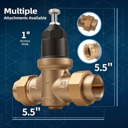 Upgraded 1" Brass Pressure Reducing Valve，Water Pressure Regulator for home with Double Union FNPT Connection - Stainless Steel Strainer Screen (1 inch) - Image 4