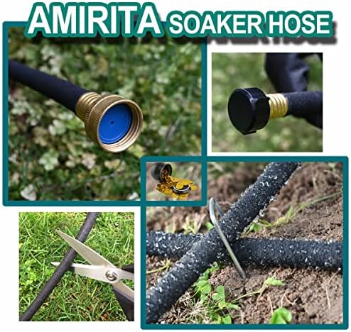 AMRITA 1/2"Soaker Hose KIT, 25ft 2Pack Garden Drip Hoses Brass Couplings - Image 5