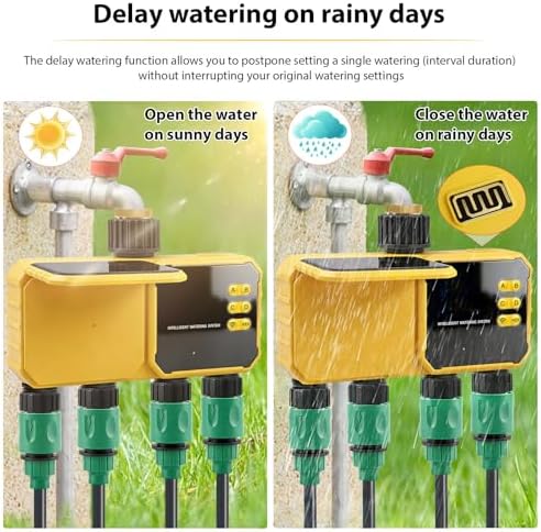Luocute Smart Irrigation Timer, Solar Water Valve Controller with APP Control Rain Sensor 4 Zone, Rechargeable Battery for Garden Patio Outdoor, Auto Watering Multi Valve Yard - Image 5