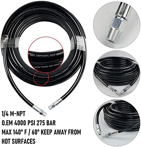 Hourleey Sewer Jetter Kit for Pressure Washer 50FT, Drain Cleaner Hose 1/4 Inch NPT, Orifice 4.0 Button Nose and Rotating Sewer Jetting Nozzle Spanner Tape Pearl Corsage Pin, 4000 PSI - Image 2