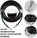 Hourleey Sewer Jetter Kit for Pressure Washer 50FT, Drain Cleaner Hose 1/4 Inch NPT, Orifice 4.0 Button Nose and Rotating Sewer Jetting Nozzle Spanner Tape Pearl Corsage Pin, 4000 PSI - Image 2