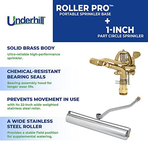 Underhill RollerPro 22-Inch Portable Sprinkler System Base with 1-Inch Part Circle Brass Impact Sprinkler, 1-Inch FHT x 1-Inch FPT, A-RP221-SI100P - Image 3