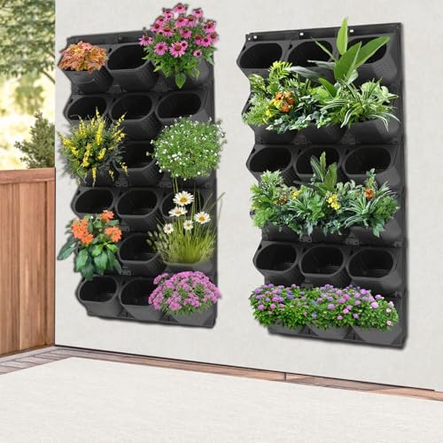 36 Pots Vertical Garden Planter Self Watering Vertical Wall Planter Wall-Mounted Stackable Hanging Planters for Indoor/Outdoor (Black) - Image 3