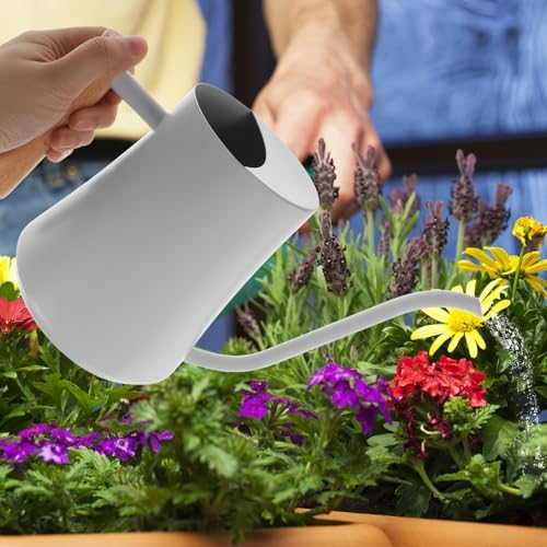 Retro Stainless Steel Watering Can 1000ml Long Spout White - Image 6