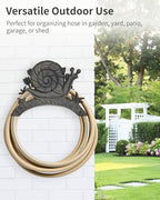 Cast Iron Garden Hose Holder Wall Mount, Rustic Heavy Duty Water Hose Hanger Storage Rack, Decorative Vintage Hose Reel Organizer for Outside Garden Yard Patio, Snail and Floral Design - Image 6