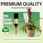 Large Clay Watering Spikes with Lids, Olla Spikes | 6 Pack Self-Watering Stakes for Indoor & Outdoor Planters | Terracotta Vacation Plant Waterer, Slow Release Devices with Rake - Image 5