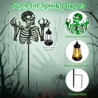 YJFWAL Halloween Skull Decor with Solar Light, 1 Pack Skull Solar Garden Lights Outdoor Waterproof for Family and Friends, Stake Lights with Solar Lanterns Yard Art Outside Patio Garden Decor - Image 3